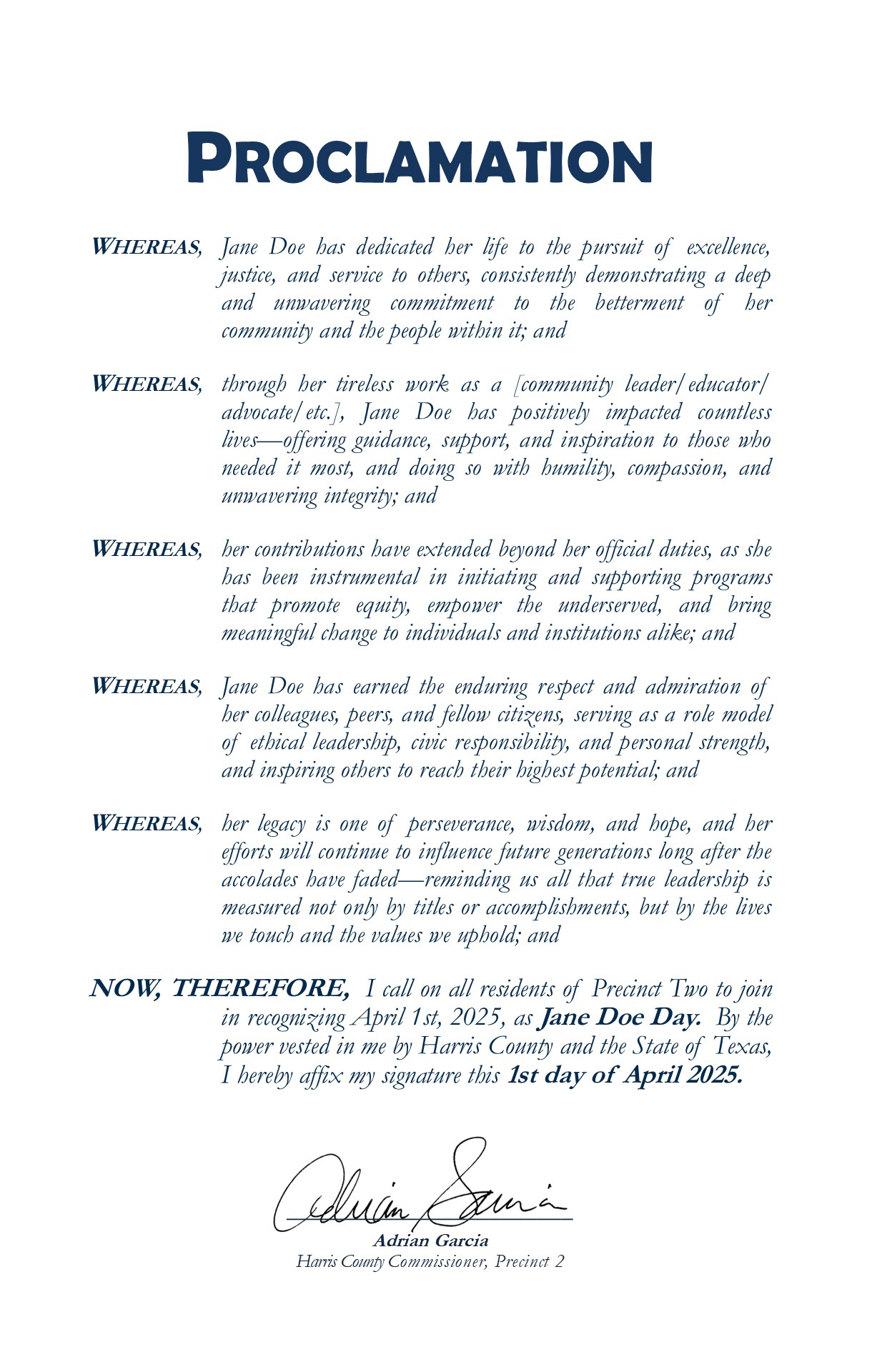 Request a Ceremonial Document